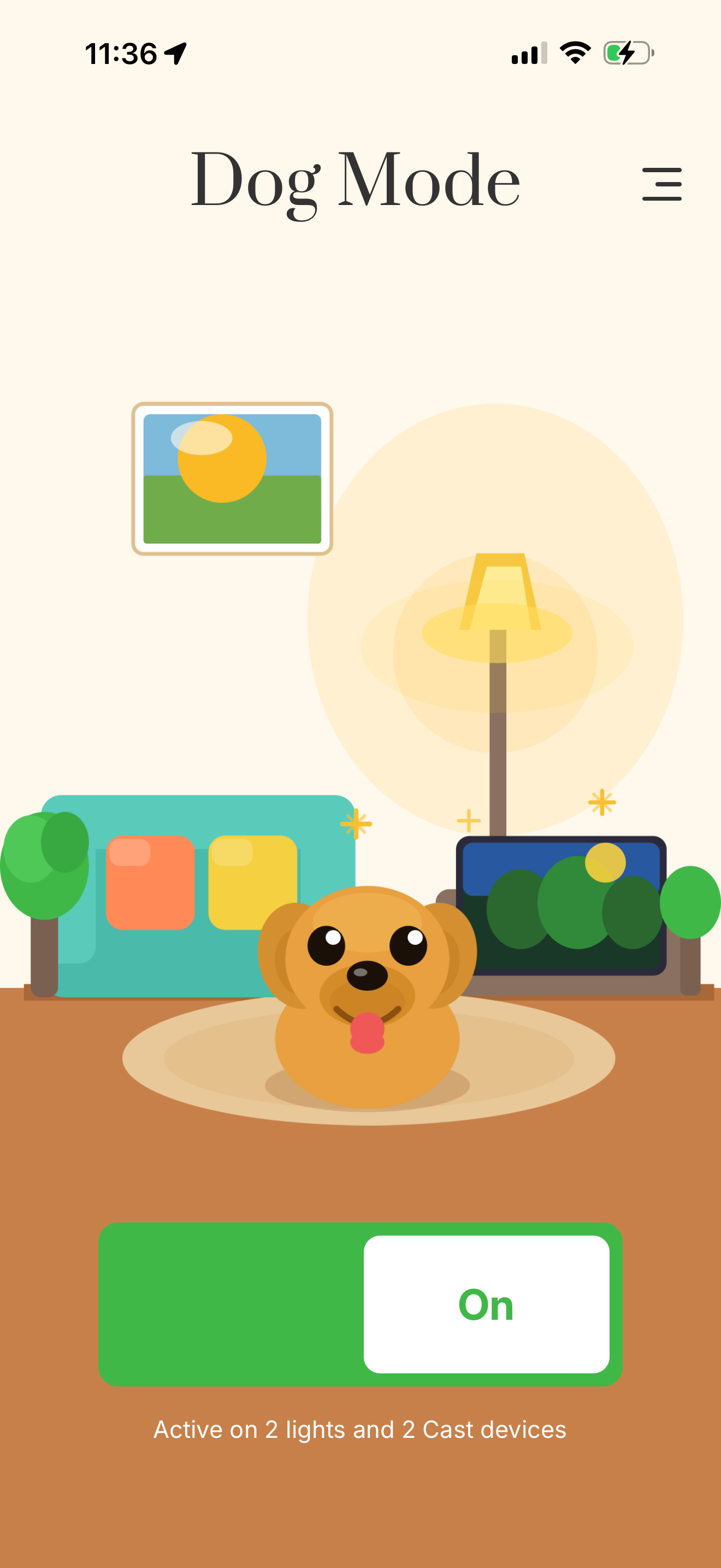 Dog Mode app screen