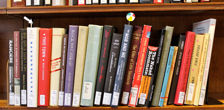 Two Hovermark prototypes installed on a library shelf