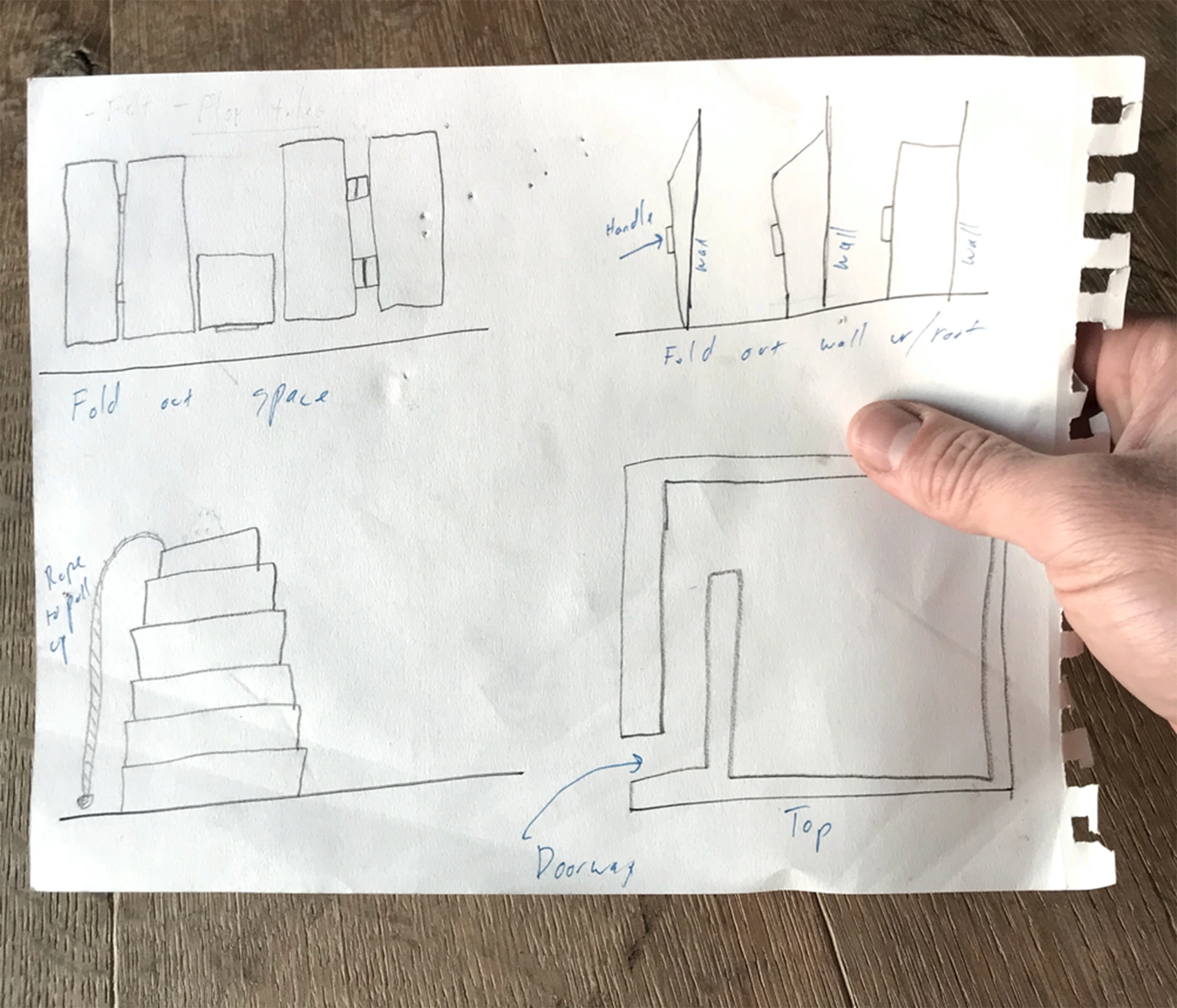 Pencil sketches of phone-booth concepts