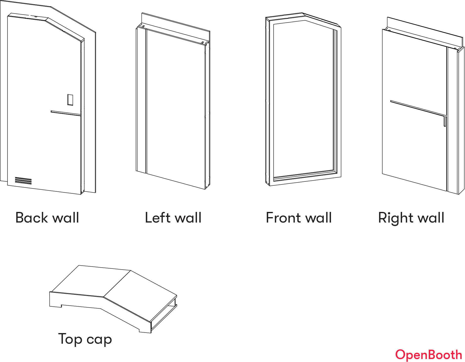 Schematic drawings of booth subassemblies