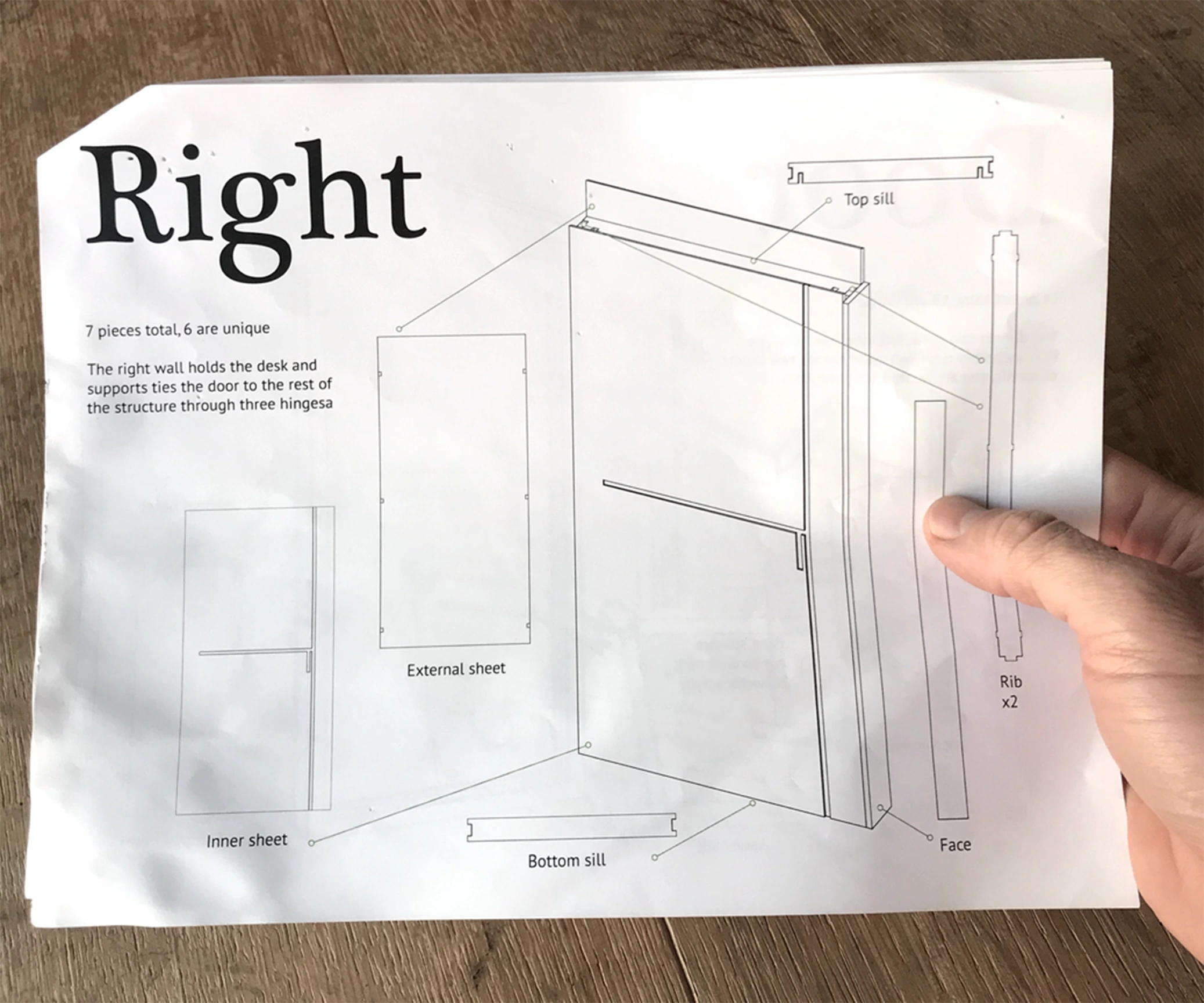 OpenBooth construction documentation — exploded assembly view