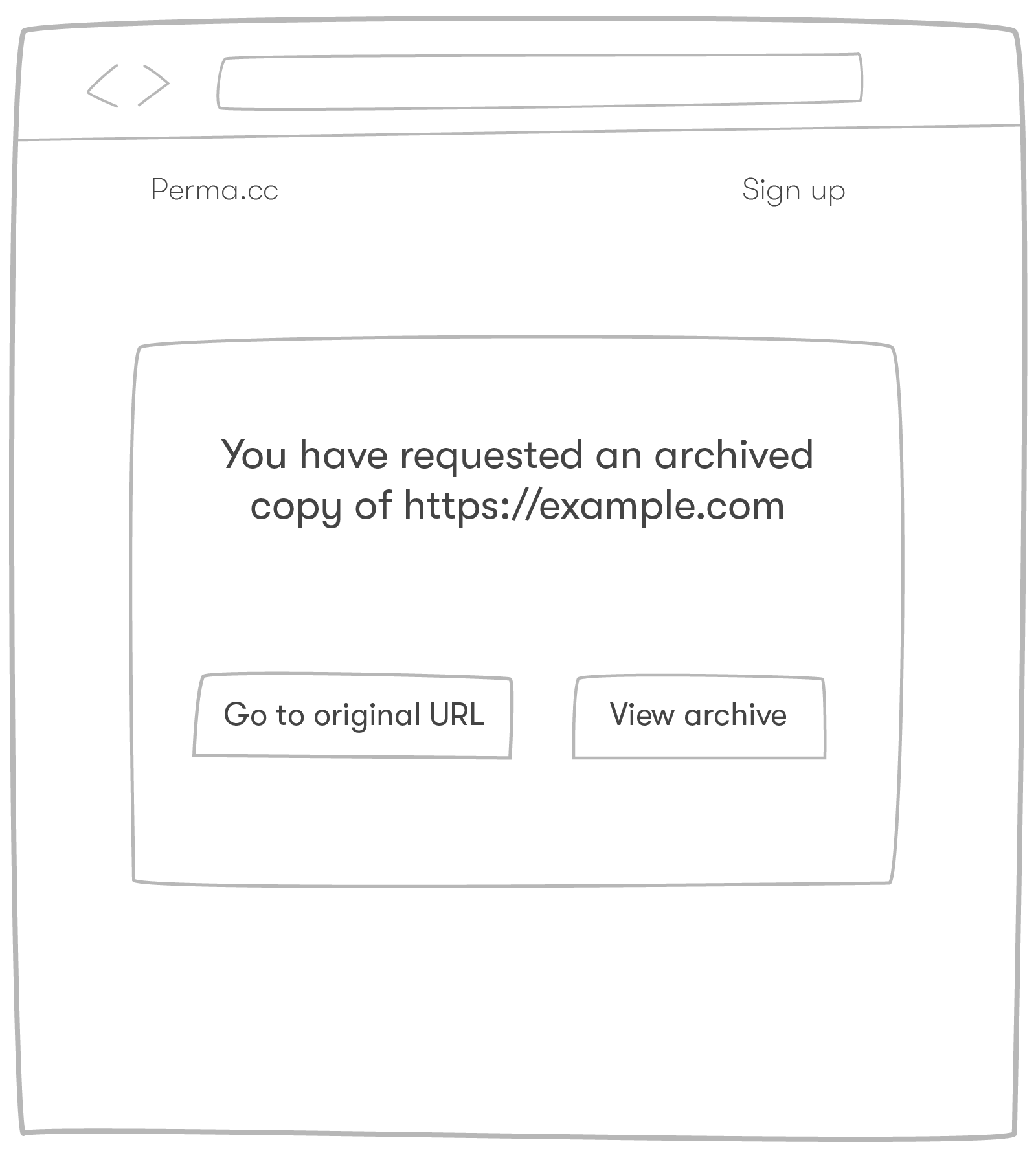 Wireframe — interstitial page approach