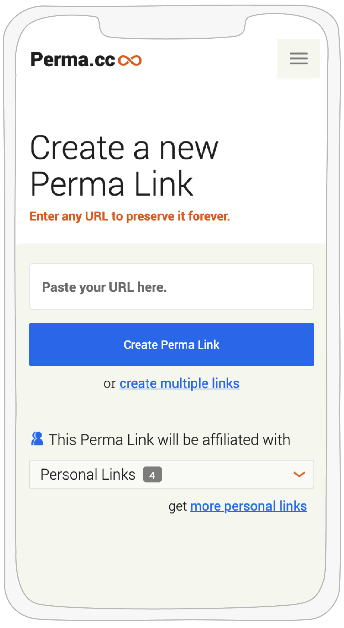 Perma capture page on a phone