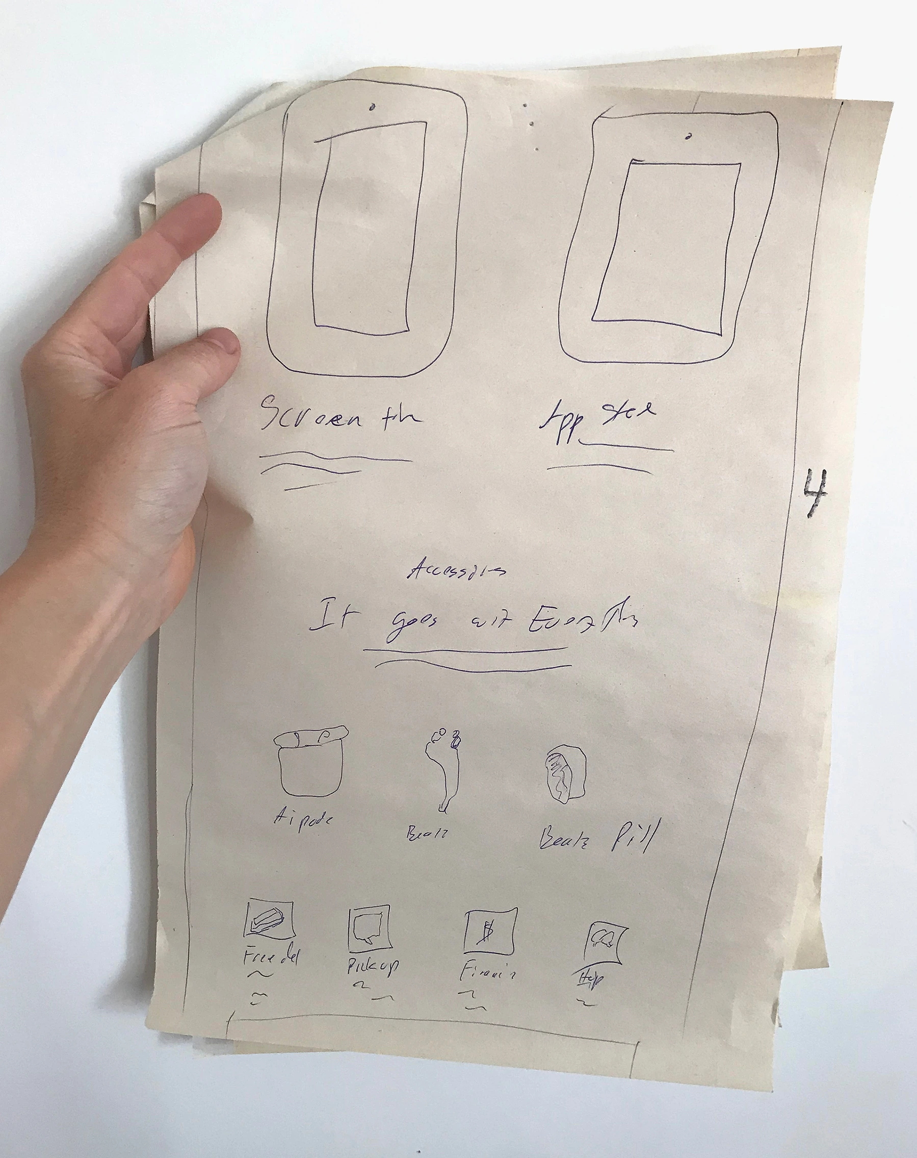 More pencil wireframes — early gestures